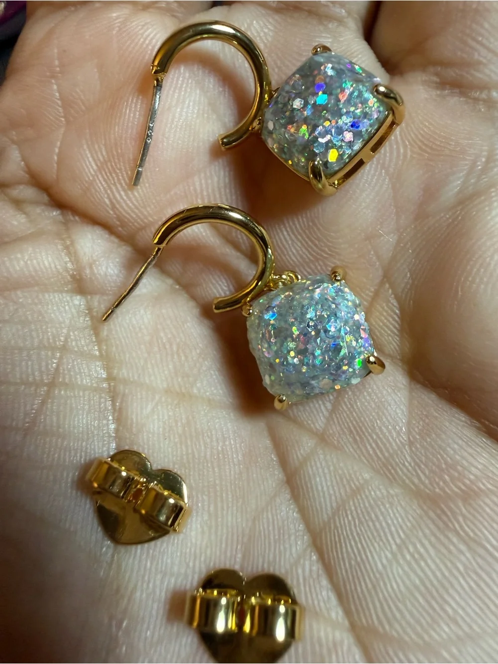 kate spade Gold-Plated Iridescent Druzy Drop Earrings